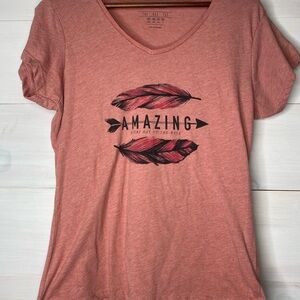 Atmosphere - The Vee Tee - Pink Fitted Short Sleeve T-Shirt - Size 10